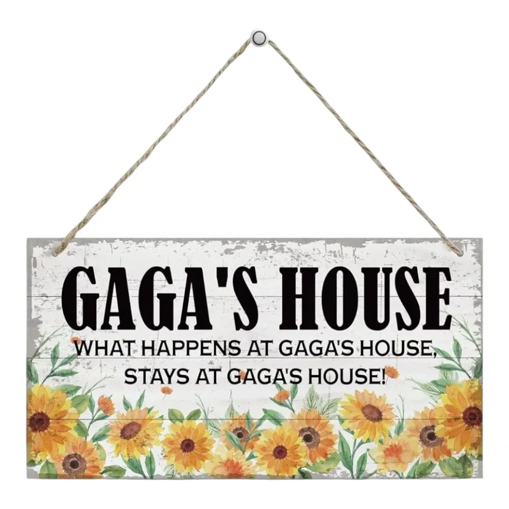 Gaga's House Rules Sign Funny Gift Home Decor Grandma Nana Reto Design New